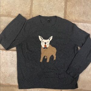 J. Crew Charcoal Sweater with Dog Design